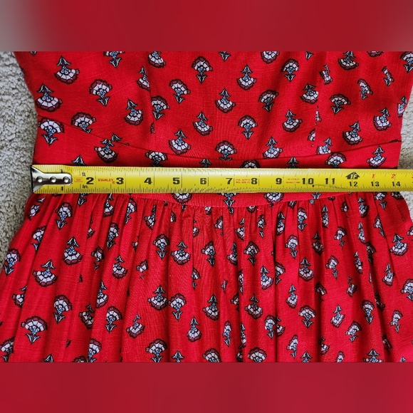 NWT ANN TAYLOR Women's Red Floral Midi Dress Size 0 - Picture 7 of 8